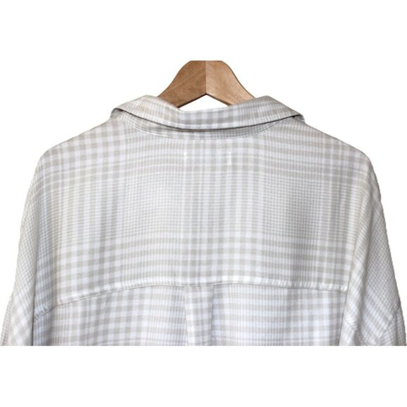 nwot HOLLISTER Relaxed-Fit Soft Flannel Button-Up Shirt in Cream Plaid - Sz. XXL - Picture 7 of 9